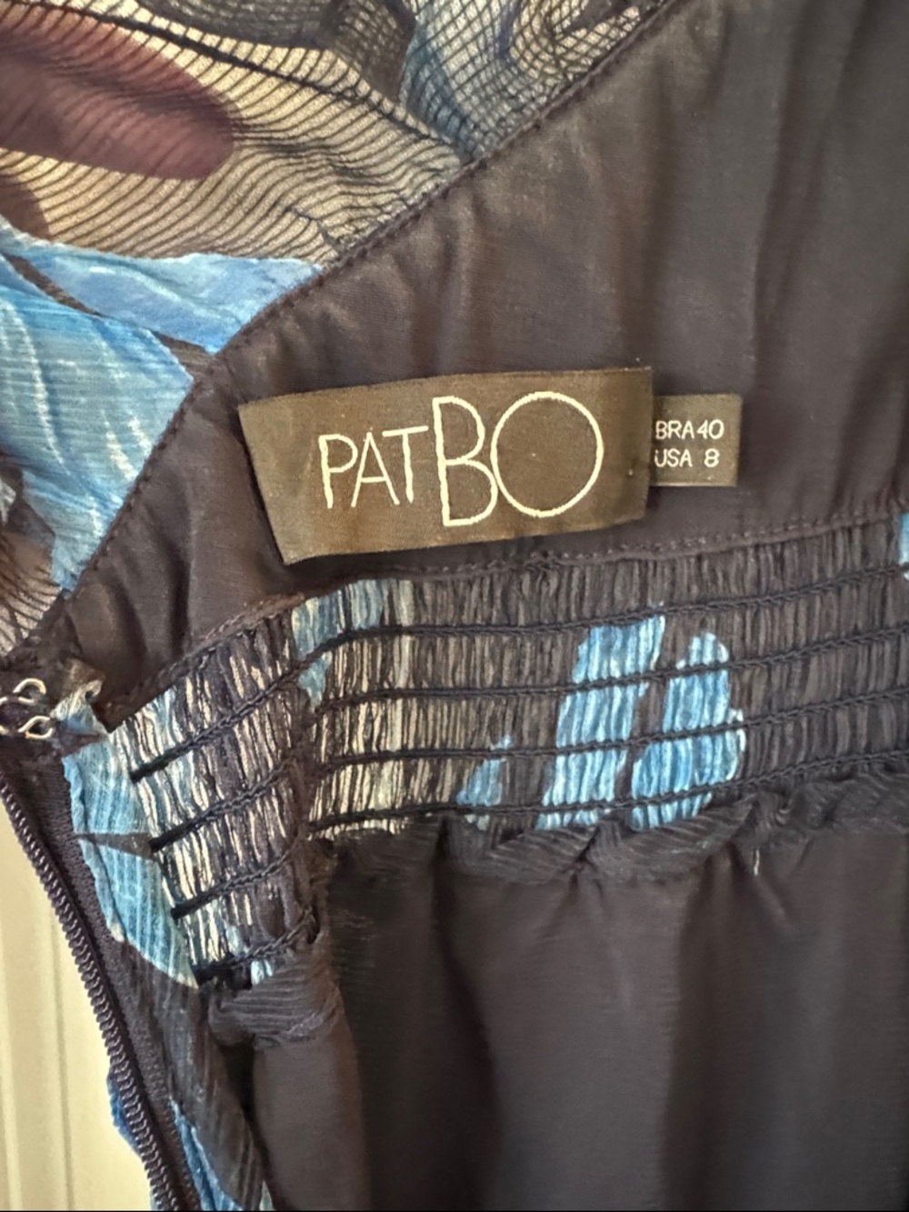 PatBO Navy Blue and Bright Blue Floral Chiffon Maxi Dress - Picture 6 of 6